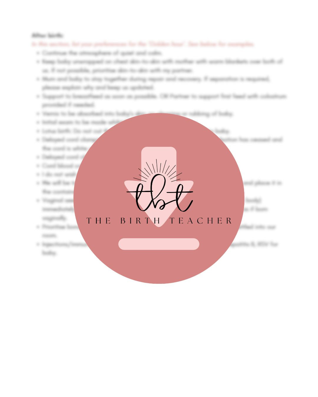 Empowered Caesarean Birth Plan