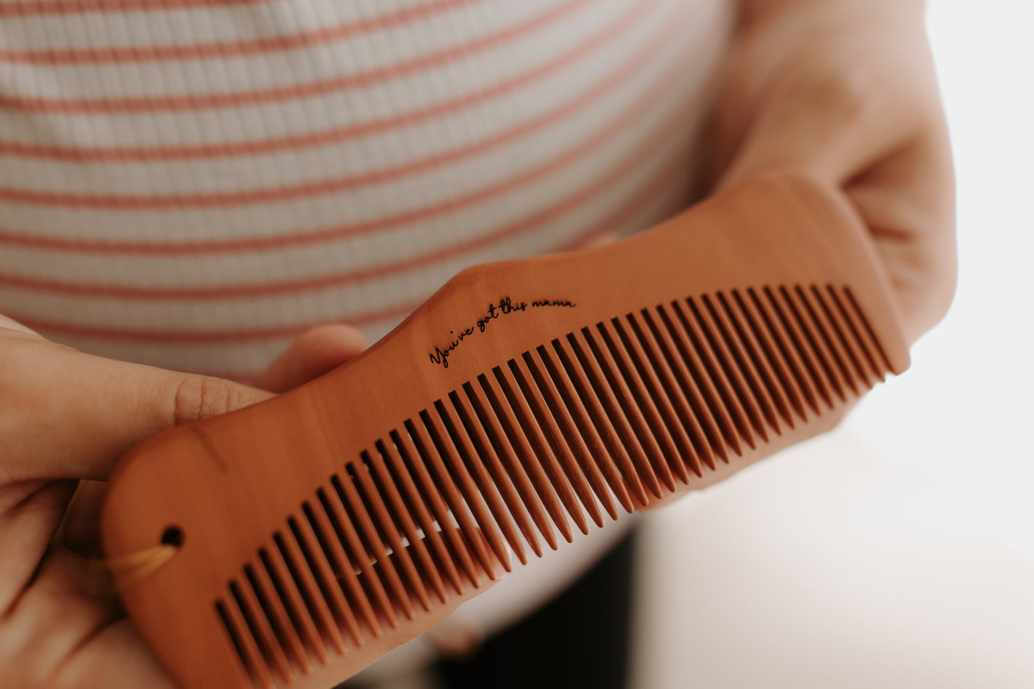 "Wooden birth comb engraved with &