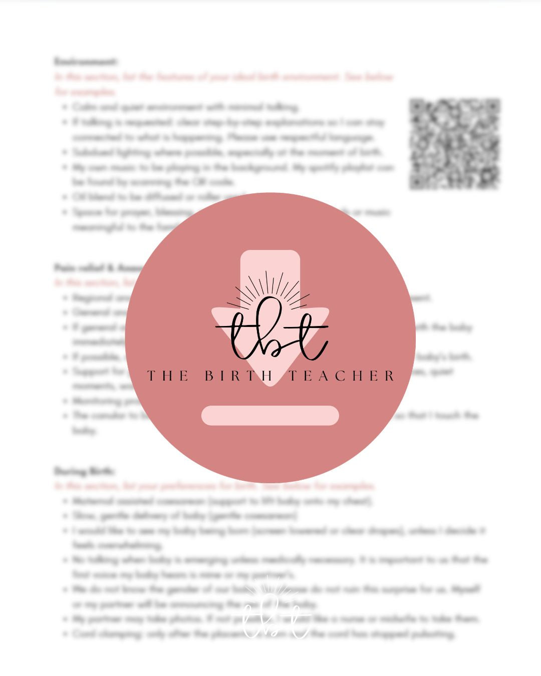 Empowered Caesarean Birth Plan