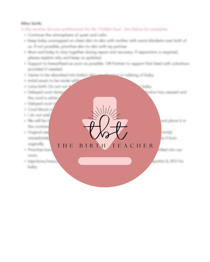 Empowered Caesarean Birth Plan