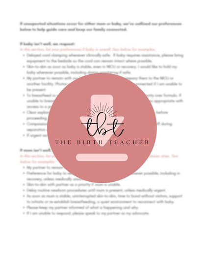 Empowered Caesarean Birth Plan