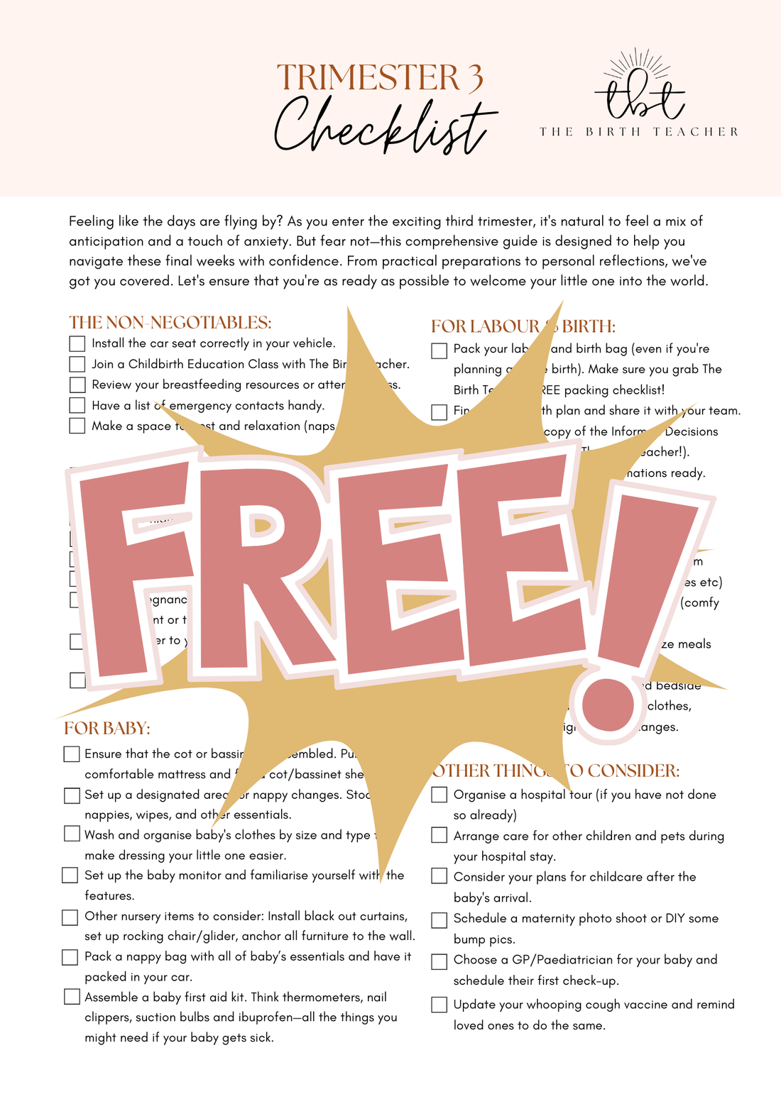 Third Trimester Checklist