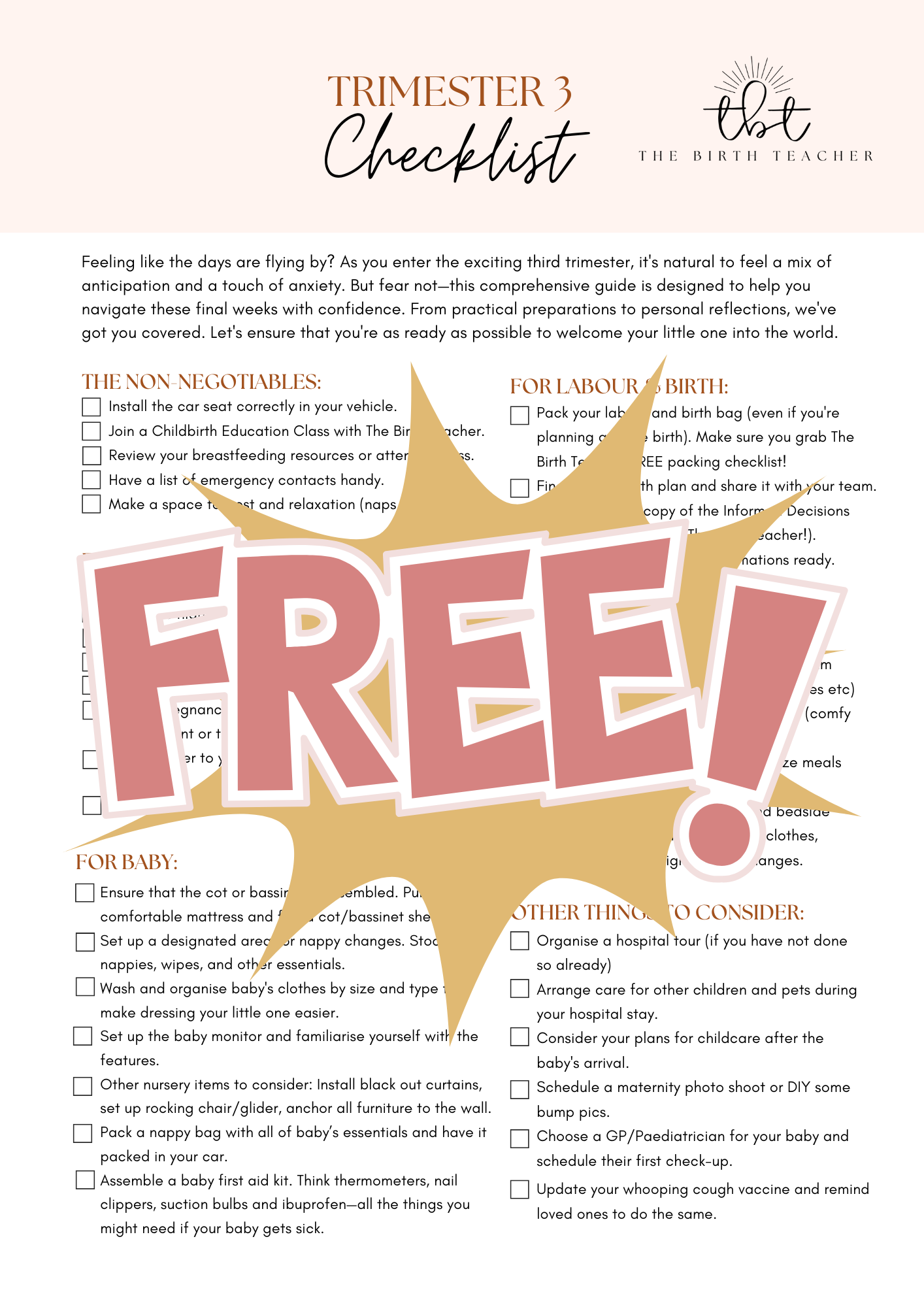 Third Trimester Checklist